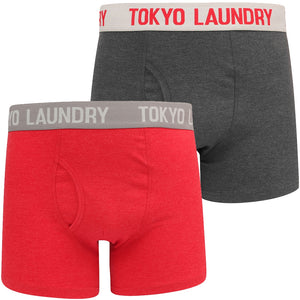 Warwick (2 Pack) Boxer Shorts Set In Red Marl / Dark Grey Marl - Tokyo Laundry
