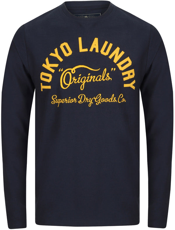 Washington Slub Cotton Jersey Long Sleeve Top In Iris Navy - Tokyo Laundry