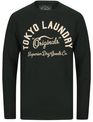 Washington Slub Cotton Jersey Long Sleeve Top In Scarab Green - Tokyo Laundry