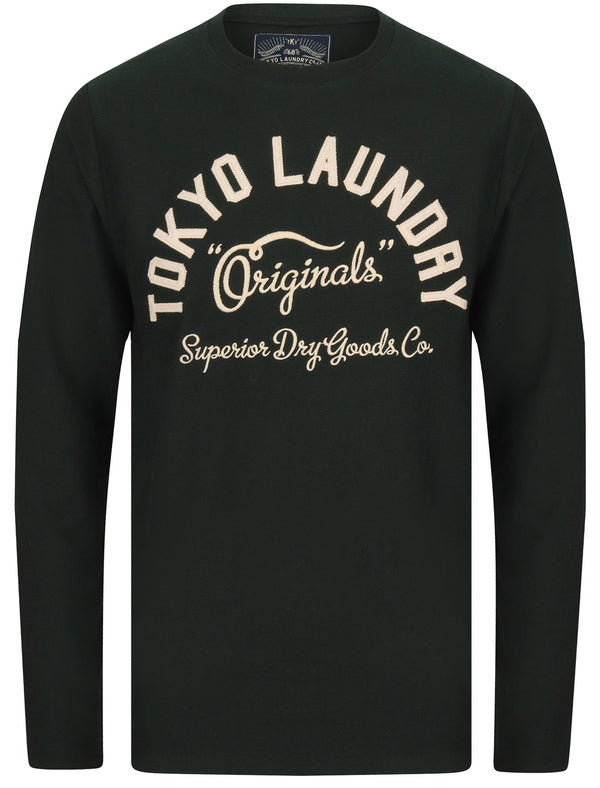 Washington Slub Cotton Jersey Long Sleeve Top In Scarab Green - Tokyo Laundry