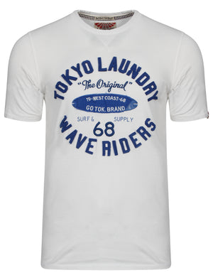 Wave Riders Motif Cotton T-Shirt in Ivory - Tokyo Laundry