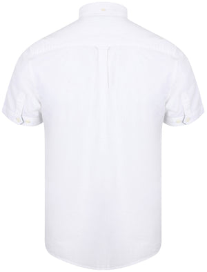 Wells Short Sleeve Cotton Linen Shirt In Optic White - Tokyo Laundry