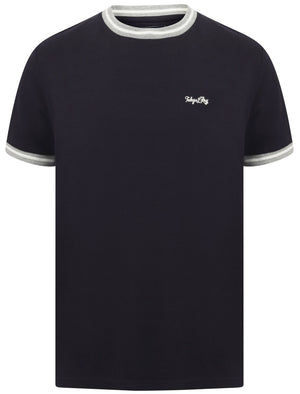 Wentworth Cotton Pique Ringer T-Shirt In Navy - Tokyo Laundry