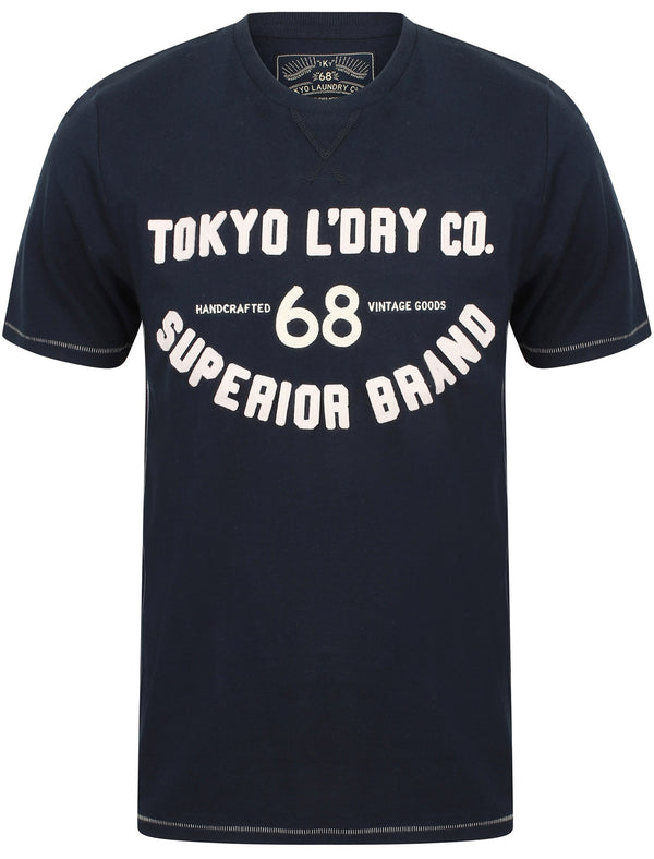 Whitewood Applique Cotton T-Shirt In Iris Navy - Tokyo Laundry