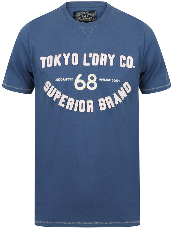 Whitewood Applique Cotton T-Shirt In Washed Blue - Tokyo Laundry