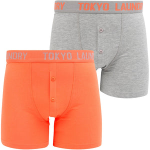 Whitham 2 (2 Pack) Boxer Shorts Set in Orange / Light Grey Marl - Tokyo Laundry