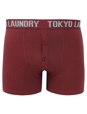 Whitham (2 Pack) Boxer Shorts Set in Oxblood / Light Grey Marl - Tokyo Laundry