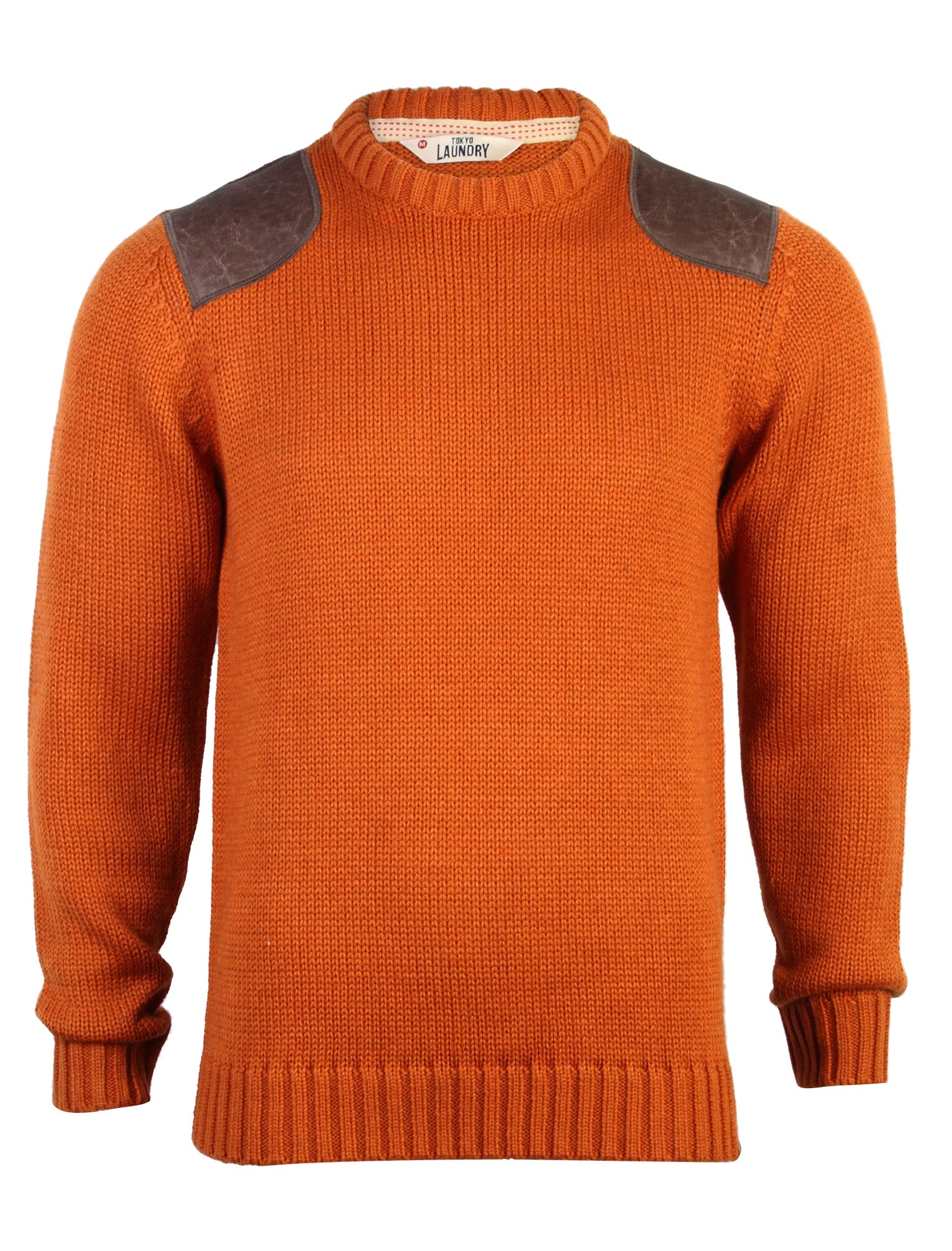 Men's sweater with best sale leather shoulder patches