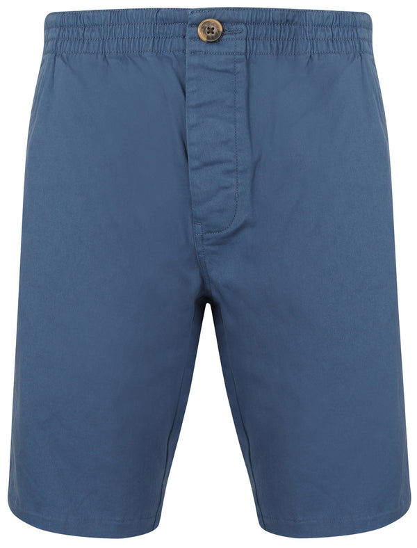 Will Cotton Chino Shorts with Elasticated Waist in Washed Blue - Tokyo Laundry