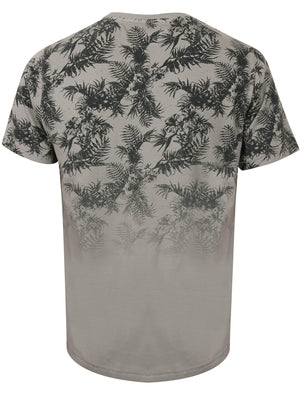 Will Tropical Print V Neck T-Shirt in Griffin Grey - Tokyo Laundry