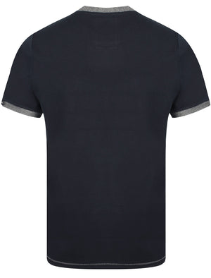 Williamsburg Applique Crew Neck Ringer T-Shirt In Dark Navy - Tokyo Laundry