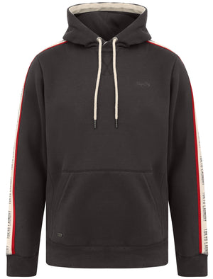 Willow Pines Pullover Hoodie with Tape Sleeve Detail In Pirate Black - Tokyo Laundry