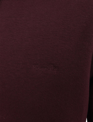 Willow Pines Pullover Hoodie with Tape Sleeve Detail In Winetasting - Tokyo Laundry