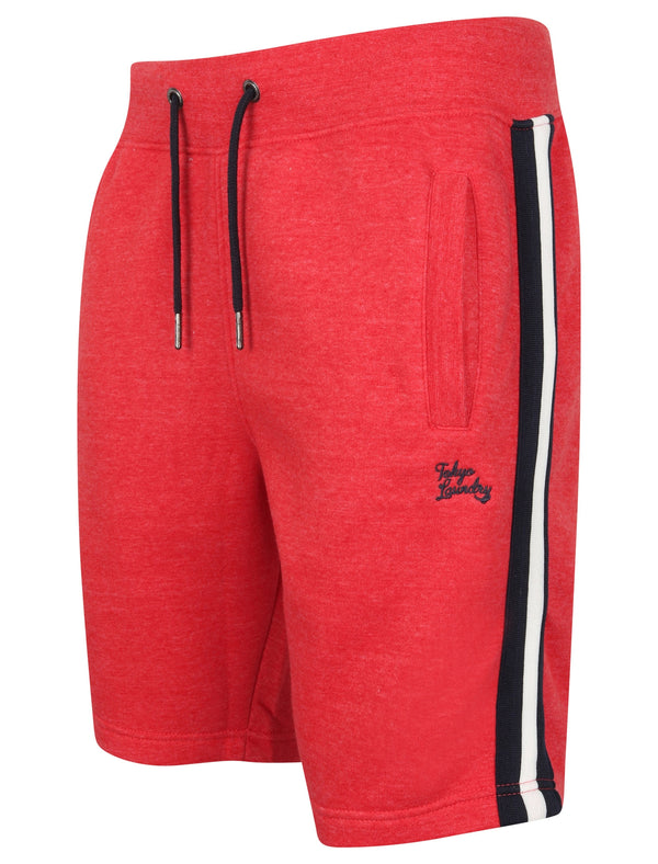 Winfield Cove Jogger Shorts with Side Tape Detail In Tokyo Red Marl - Tokyo Laundry