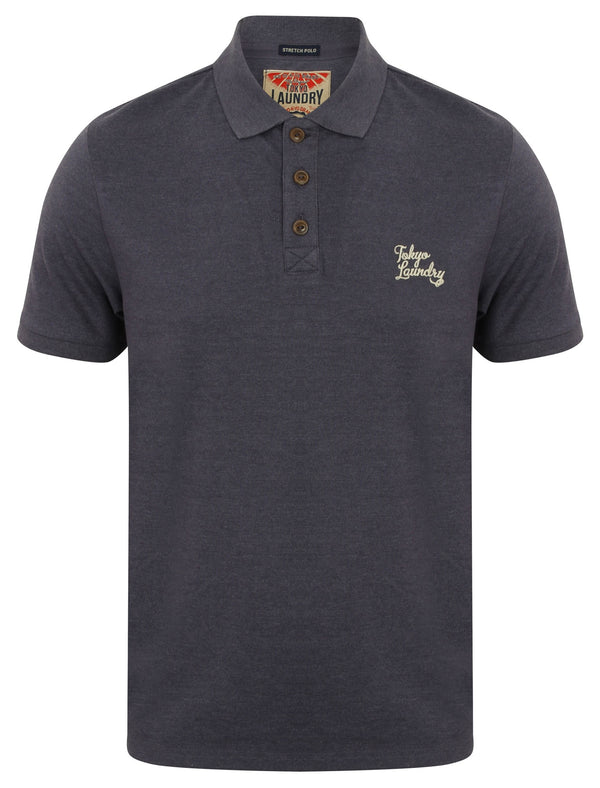 Winterfield Pique Polo Shirt in Mood Indigo Marl - Tokyo Laundry