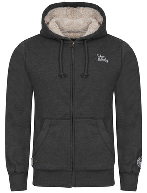 Wolfe Point Borg Lined Zip Through Hoodie In Charcoal Marl - Tokyo Laundry