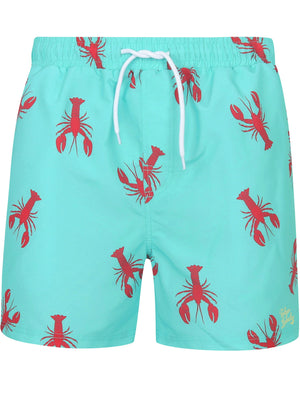Woodbine Lobster Print Swim Shorts In Capri Sea - Tokyo Laundry