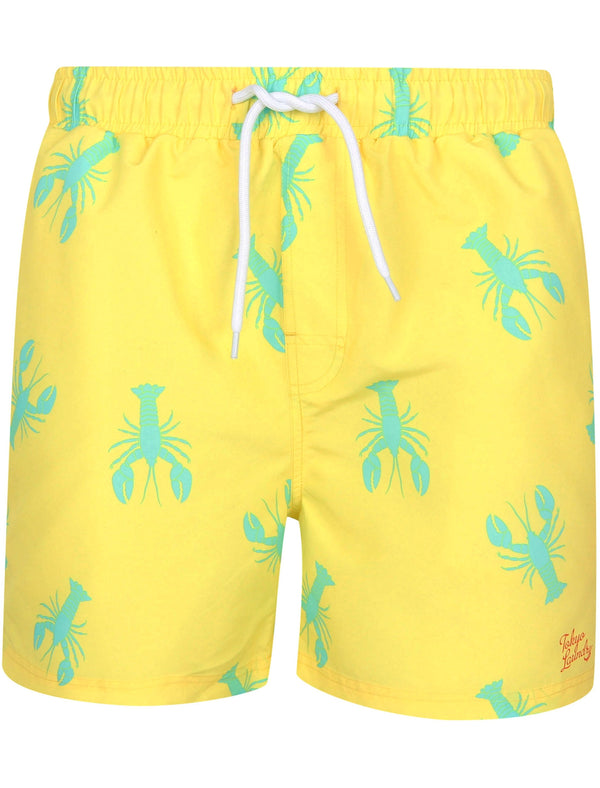 Woodbine Lobster Print Swim Shorts In Limelight - Tokyo Laundry