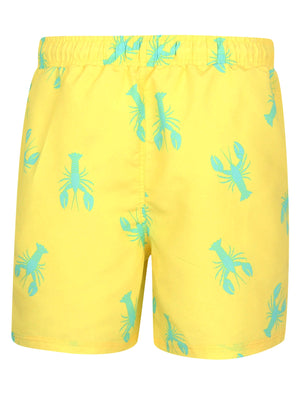 Woodbine Lobster Print Swim Shorts In Limelight - Tokyo Laundry