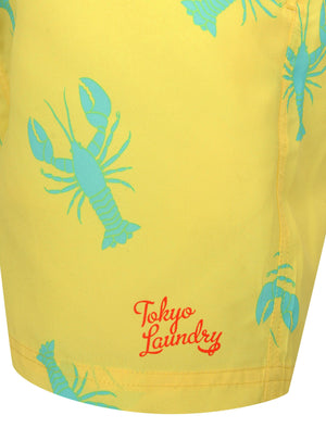 Woodbine Lobster Print Swim Shorts In Limelight - Tokyo Laundry