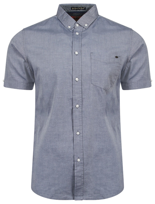 Woodbury Short Sleeve Cotton Twill Shirt in Midnight Blue - Tokyo Laundry