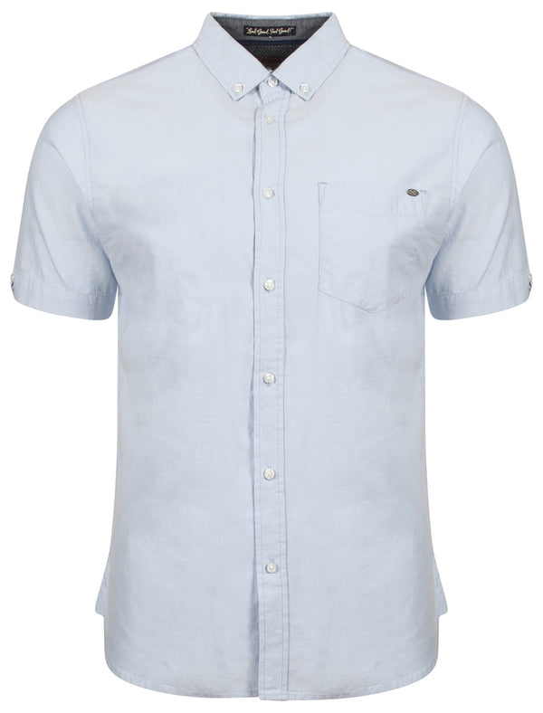 Woodbury Short Sleeve Cotton Twill Shirt in Placid Blue - Tokyo Laundry