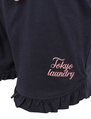 Wuntan Lemon Print Lounge Set In Pastel Pink / Iris Navy - Tokyo Laundry