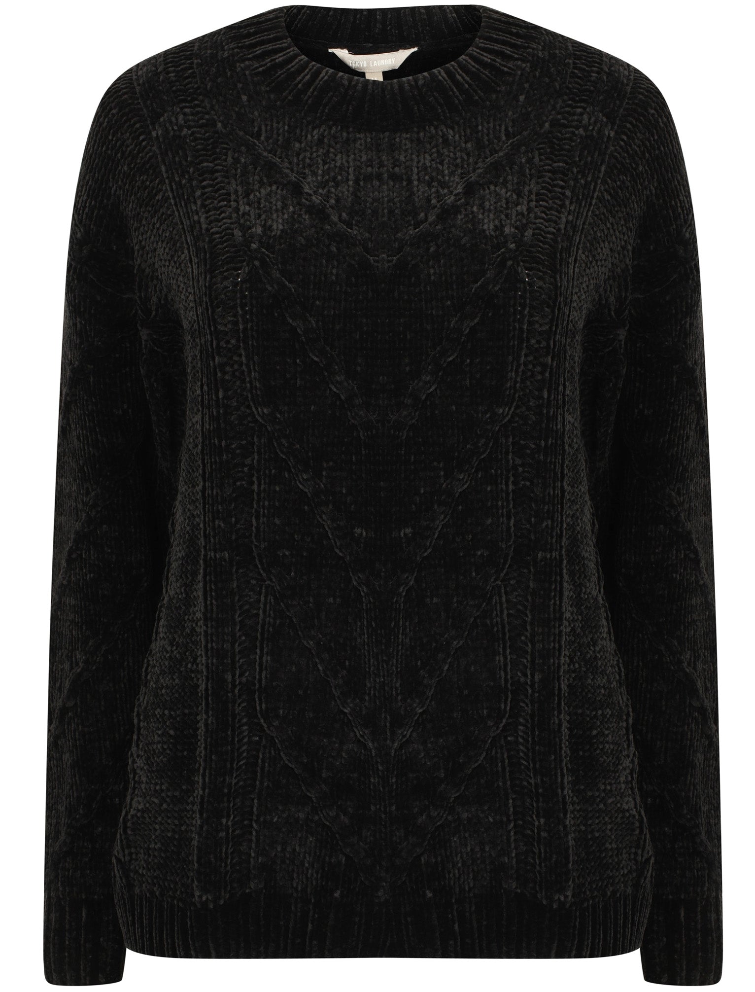 Yandel Chenille Cable Knit Jumper in Black Tokyo Laundry