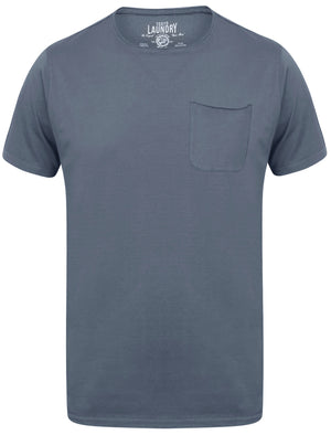 Zac Crew Neck Cotton T-Shirt with Pocket In Dusty Blue - Tokyo Laundry