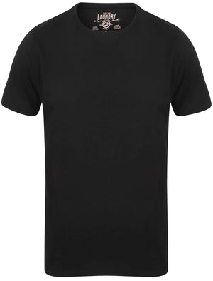 Zac Crew Neck Cotton T-Shirt with Pocket In Jet Black - Tokyo Laundry