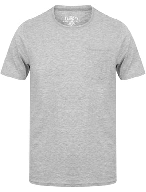 Zac Crew Neck Cotton T-Shirt with Pocket In Light Grey Marl - Tokyo Laundry