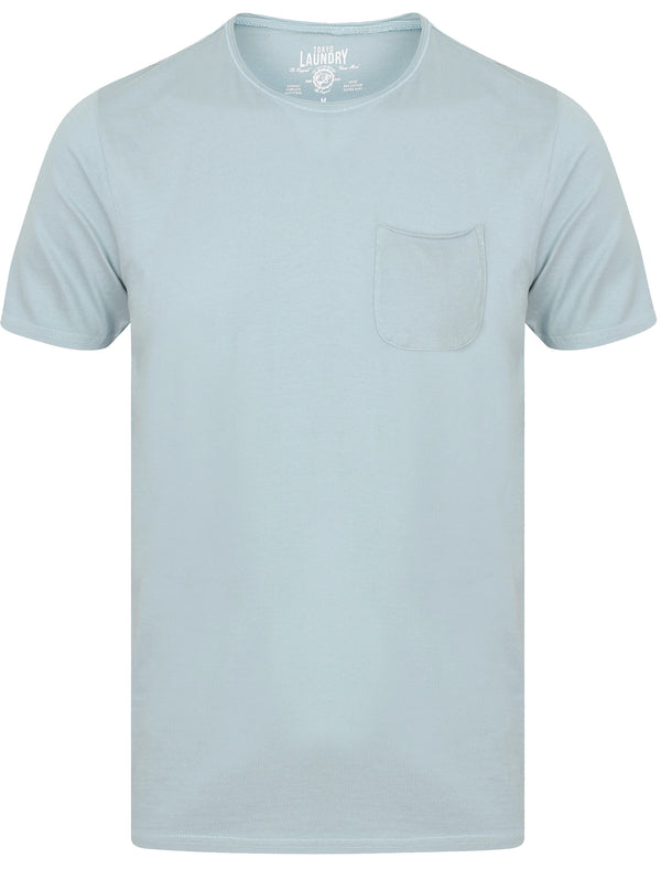 Zac Crew Neck Cotton T-Shirt with Pocket In Light Blue - Tokyo Laundry