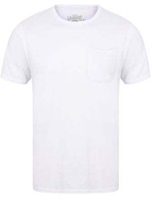 Zac Crew Neck Cotton T-Shirt with Pocket In Optic White - Tokyo Laundry