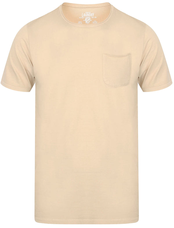 Zac Crew Neck Cotton T-Shirt with Pocket In Oyster - Tokyo Laundry