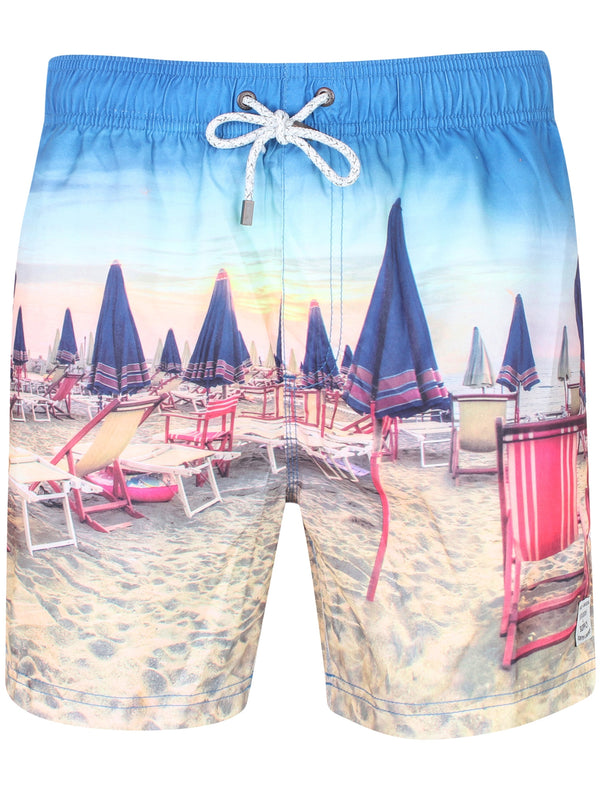 Zeki Beach / Deck Chair Scene Print Swim Shorts - Tokyo Laundry