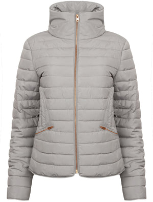 Zelda 2 Funnel Neck Quilted Jacket in Silver Sconce - Tokyo Laundry
