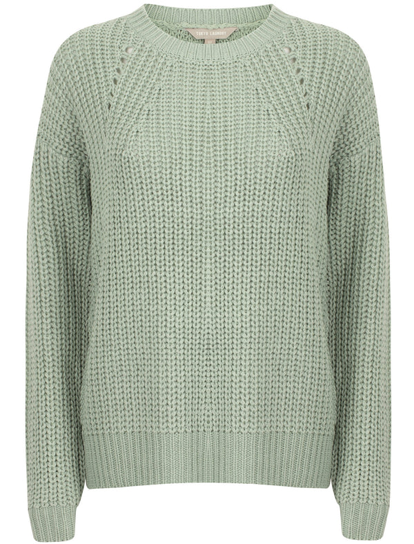 Zember Fisherman Knit Pointelle Jumper in Blue Surf - Tokyo Laundry