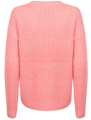 Zember Fisherman Knit Pointelle Jumper in Candy Pink - Tokyo Laundry