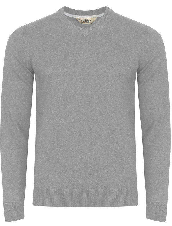 Ziggy V Neck Jumper In Grey Marl-Tokyo Laundry
