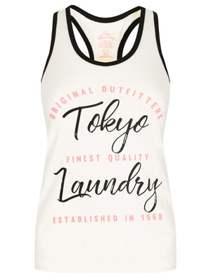 Zinnia Racer Tank Top Underwear Set in Gardenia / Jet Black - Tokyo Laundry