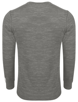 Roswell Peak Injection Marl Long Sleeve Henley Top in Antique Gunmetal - Tokyo Laundry