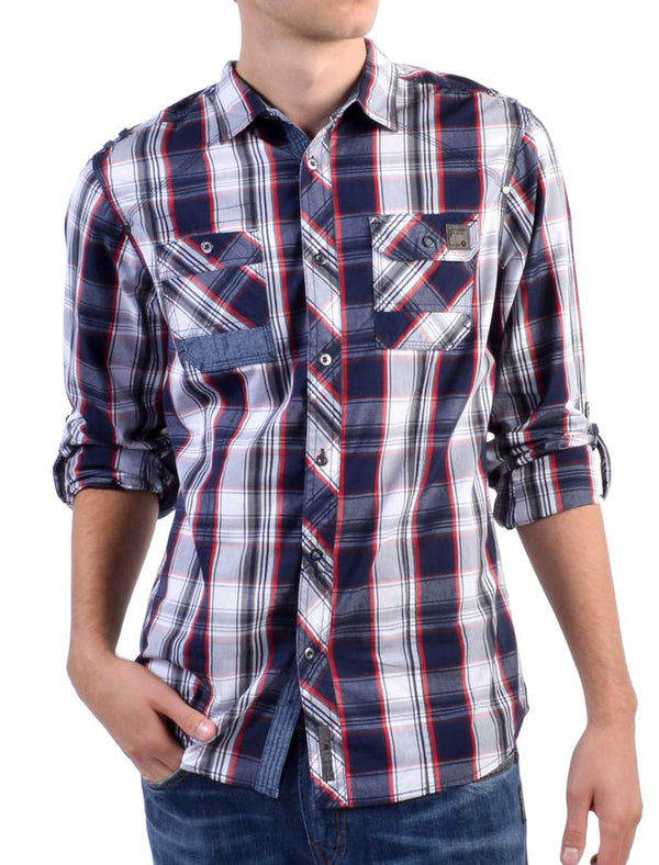 Zander Checked Long Sleeve Shirt in Tango Red - Dissident
