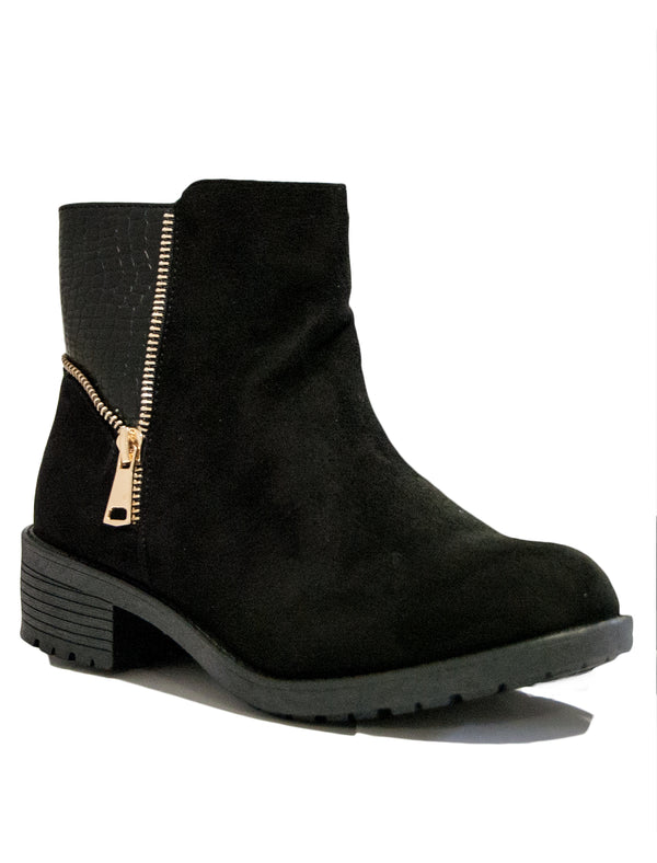 Chloe croc zip black ankle boots